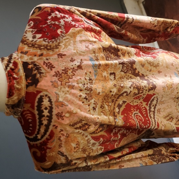 Soft surroundings Burnout Button-down velour velvet Top XS - Picture 5 of 11